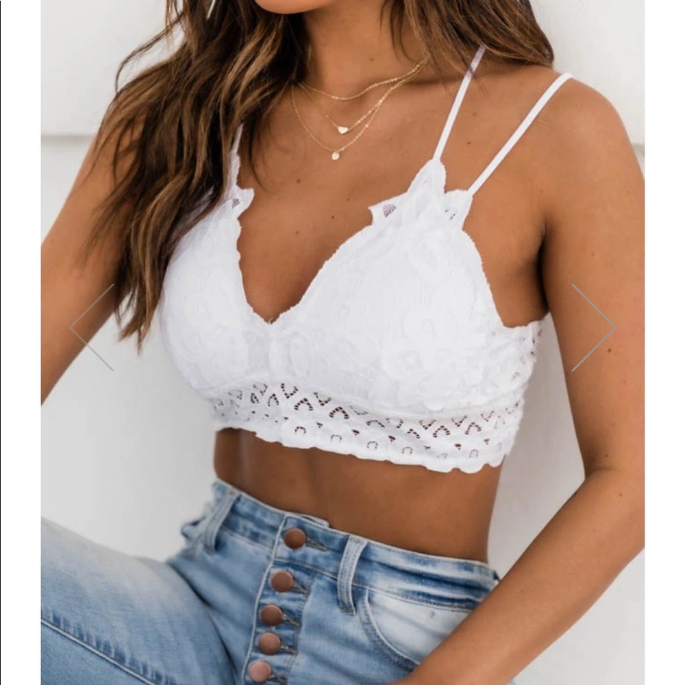 Pink Lily So This Is Love White Lace Bralette Size Small